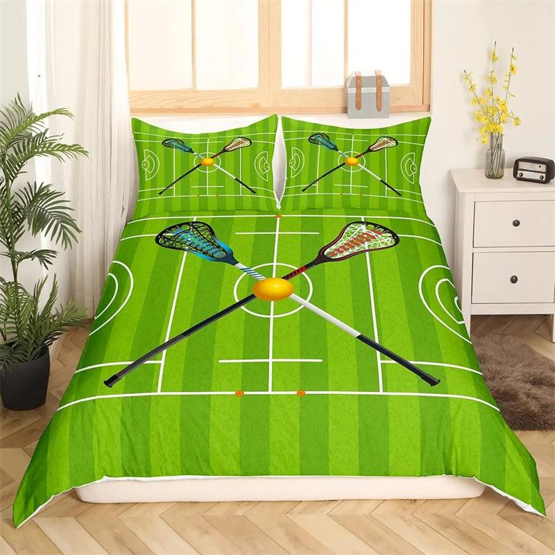 Sports Badminton Duvet Cover Fluorescent Green Pink Badminton Racket Bedding Set Sports Game Comforter Cover Fashion Quilt Cover