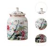 Porcelain Tea Canister Decorative Flower Vase for Tabletop Livingroom Office