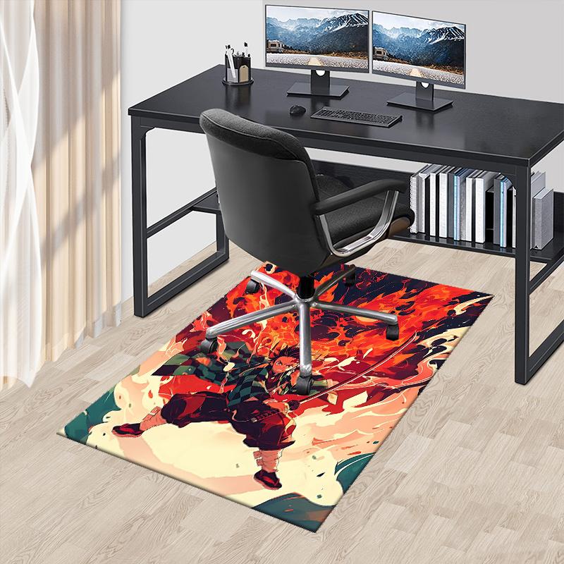 

1pc Anime Demon Slayer Tanjiro Kamado Flame Design Office Carpet Non Slip Rug Anime Cartoon Pattern Festival Gift Suitable for Home Decoration 60cm by 90cm