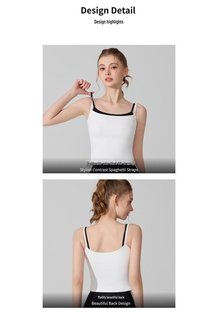 Cross-Border Butterfly Back Sports Vest with Chest Pad - Color Block Elastic Yoga Fitness Top