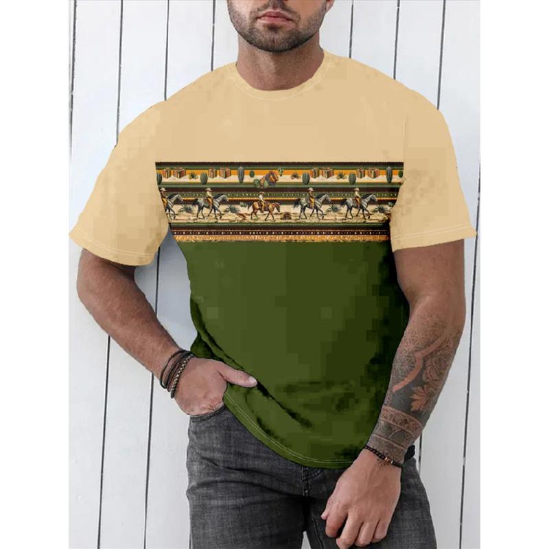 Vintage Grafikdruck Kurzarm T-Shirts Herren Frühling Sommer Lässig Kurzarm Rundhals T-Shirts Herren Mode Lockerer Pullover Top