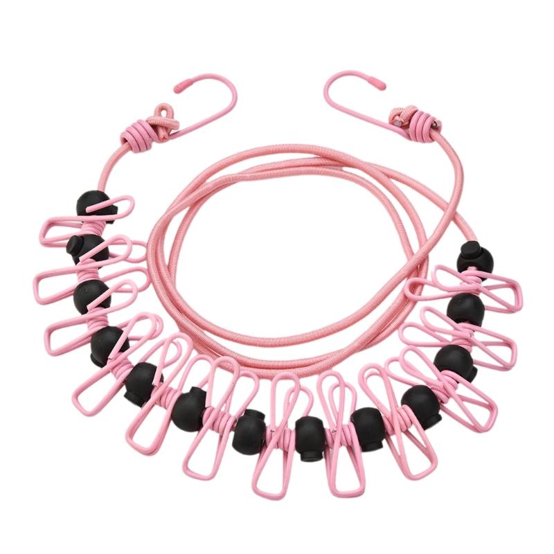 Stretch Clotheslines Elastics Clotheslines Travel Washing Line Adjust able Retractable Airer Wind proof Rope with 12Clip