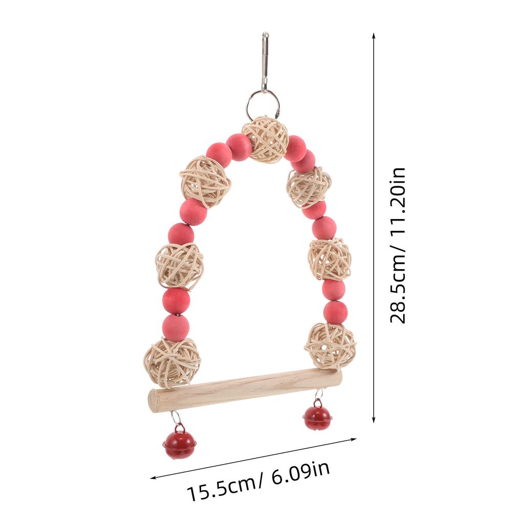Bird Swing Natural Wood Perch Rattan Ball Parrot Cage Decor Cockatiels Parakeets Balance Hanging Play Stand