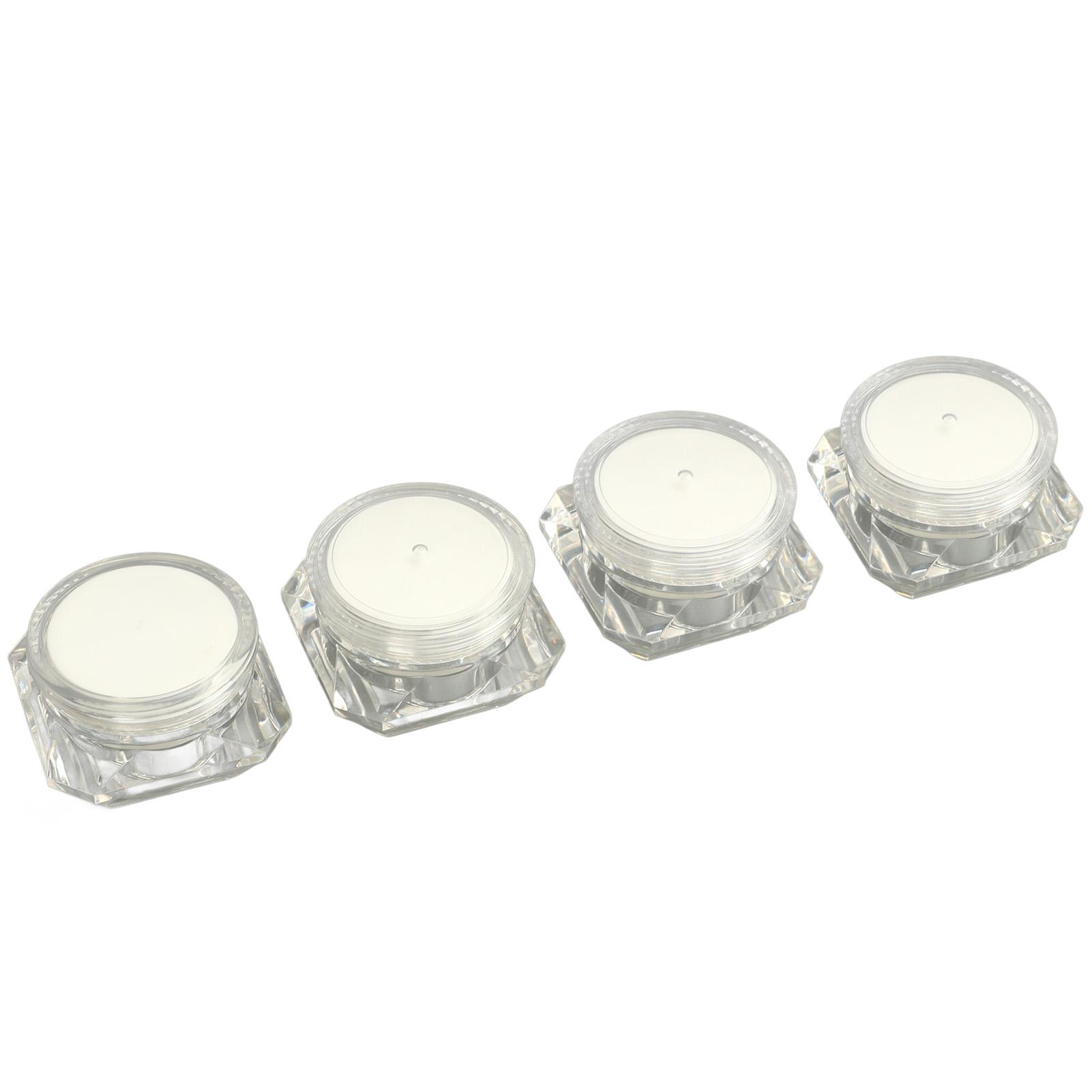 

4Pcs Cream Jar Diamond Look Cosmetic Refillable Bottle Outdoor Travel Camping Plastic Compact Makeup Empty Container