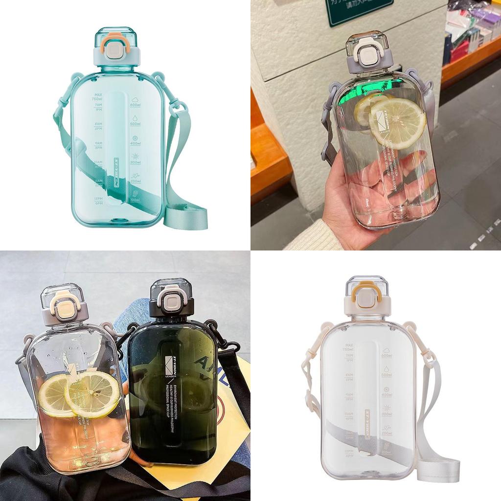 Flacher Typ Raumbecher mit Riemen Outdoor-Sport Wasserflasche für junge Erwachsene