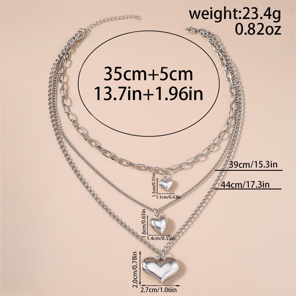 Cute Alloy Love Heart Pendant Necklace Multilayer Choker Necklaces Chain Women Wedding Bridal Jewelry Gift