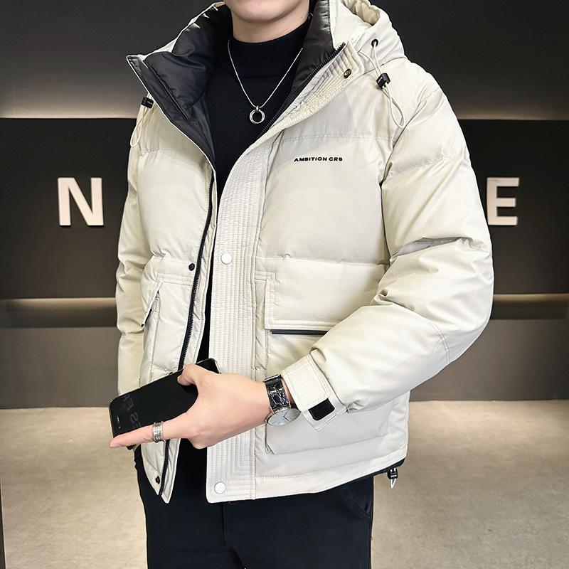 

Outdoor tooling hooded down jacket men can open two couples casual hiking down jacket 4XL белый