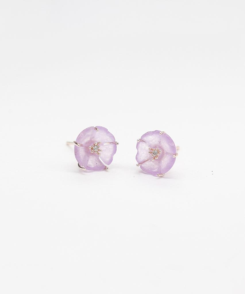Ordor Natural Stone Lavender Jade Flower Earrings