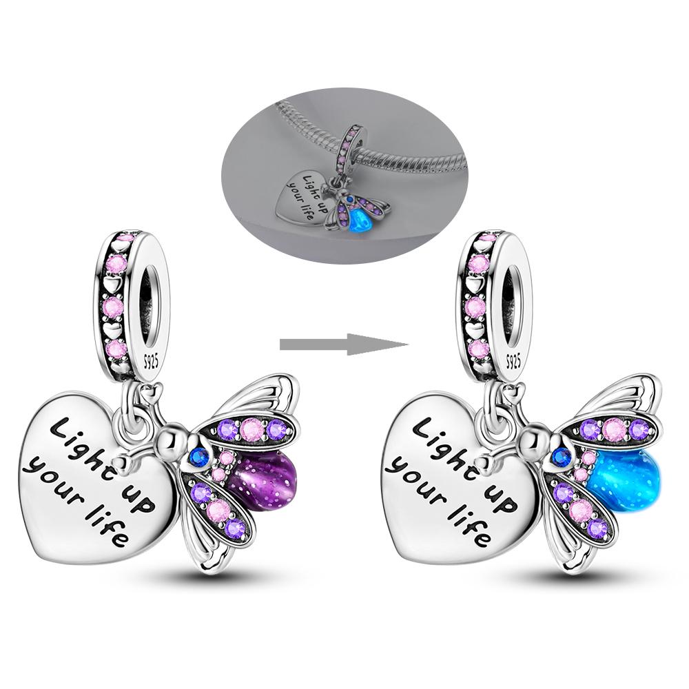 Copper Charm Luminous Firefly Glowworm Bead Fits Genuine Bracelets Pendant DoItYourself Jewellery Gifts Charms For Women