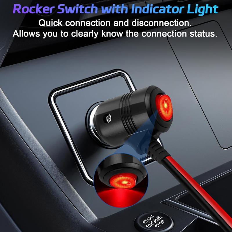 Car Cigarette Lighter Splitter 1 To 3 Car Cigarette Lighter 12V24V Splitter Adapter Cigarette Lighter Extension Cord with Switch
