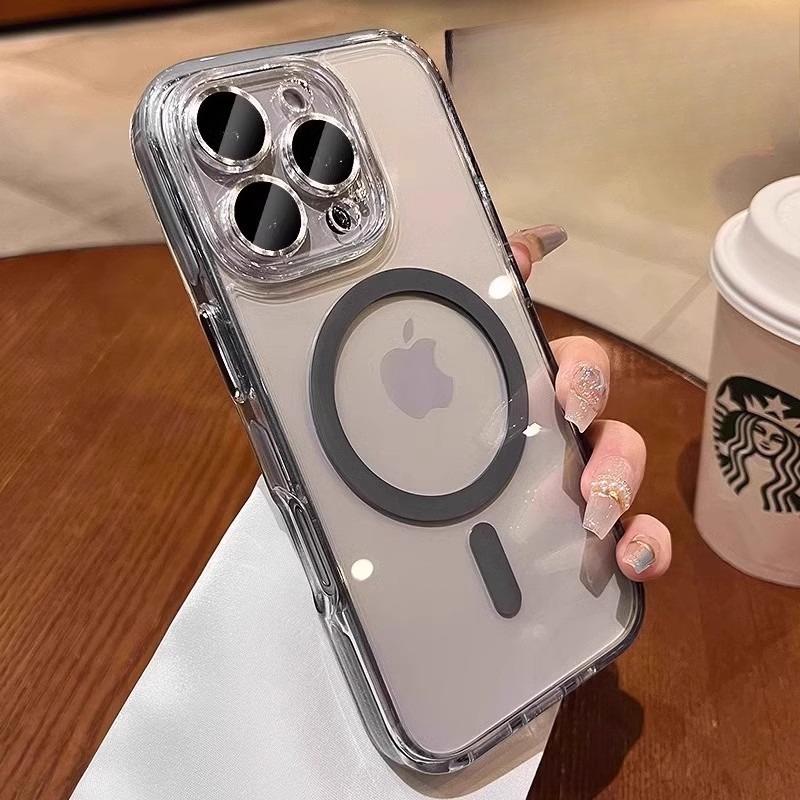 Applicable To IPhone17 Magnetic Suction Phone Case Two Color Fine Hole Apple 16 ProMax Comes with Lens Anti Fall Protection Case