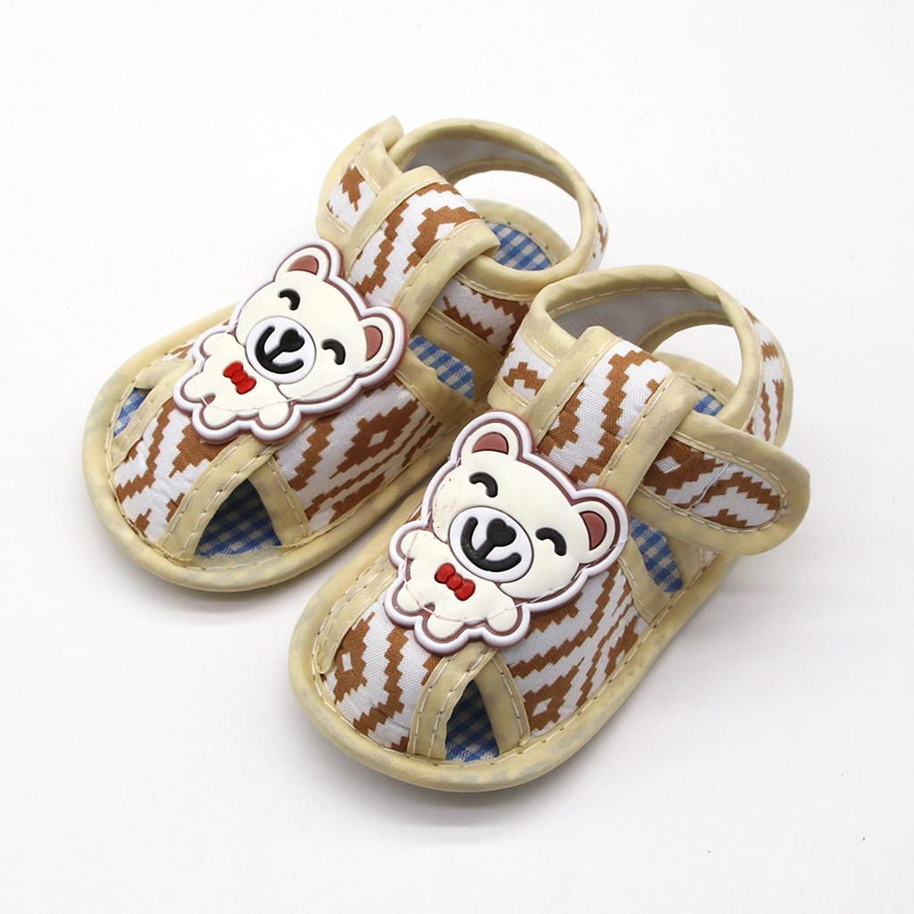 Newborn Baby Girls Printing Cartoon Prewalker Soft Sole Sandals Single Shoes