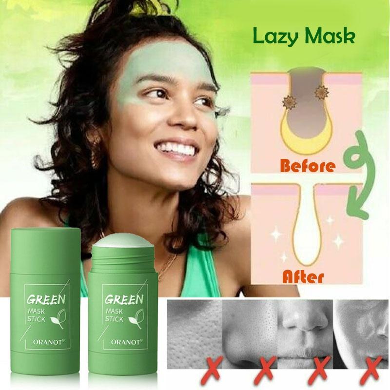 1 Pezzo Maschera Viso Tè Verde Olio Argilla Purificante Stick Controllo Sebo Melanzana Anti-Acne Maschera Solida