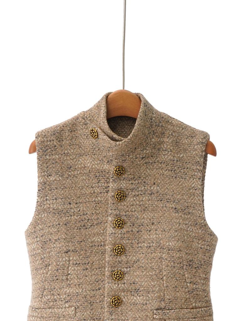 Luxury Spring Tweed Vest and Wide-Leg Pants Set - Elegant Old Money Style in Alpaca Wool