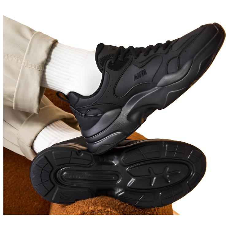 ANTA Men's Xingfeng Retro Chunky Dad Shoes All Black 112538814-2