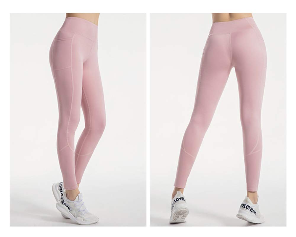 THREENINE Kompressionsleggings mit Yoga Sport Lang Schön Einfarbig Lange Länge Damen Hochtailliert Taschen, Hosen, Fitness, Training, Stretch,