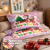 3pcs building block style cartoon Santa Claus printed coreless bedding set multi size bedroom bedding holiday decoration