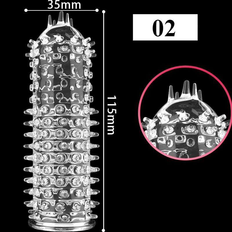 1PCS Transparent Penis Covers Extender Men's Crystal Wolf Tooth Condoms Finger Cock Ring Adult  Sex Toys For Male Longer Lasting