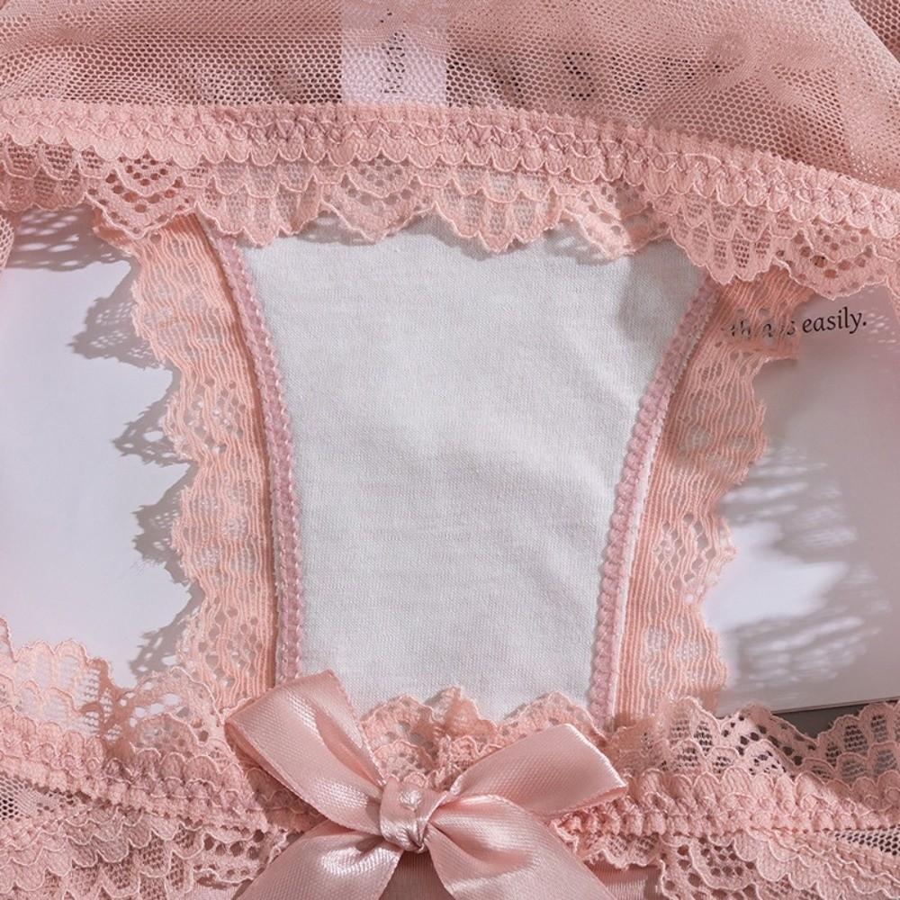 Transparent Underwear for Women Bow Mesh Flower Briefs Sweet Lace Panties  Lady