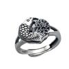 Adjustable Open Ring Women Men Sterling Koi Fish Design Vintage Geometric Finger