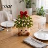 Decorative Yarn Craft for Home Simulated Crochet Christmas Potted Decor, Knitted Mini Artificial Tree Flower Wool Knitting Plants Ornament,