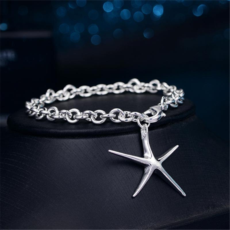 Simple And Exquisite Starfish Pendant Women'S Bracelet Niche Personality Charm Smart Zircon Imitation Silver Jewelry