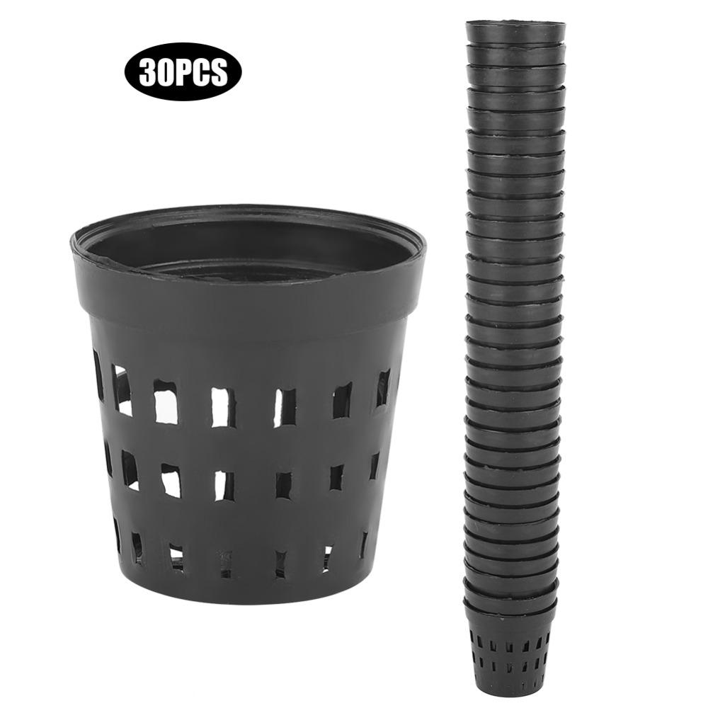 30pcs With Holes Aquarium Planting Basket Black Hydroponic Net Pot Hydroponics System