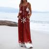 Women's Christmas Print Solid Wide Leg Strapless Tank Pocket Casual Onesie