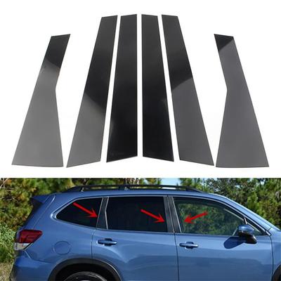 6 szt. Czarny Zestaw Nakładek na Słupki Okienne i Listwy Drzwiowe Dla Subaru Forester 2019-2023