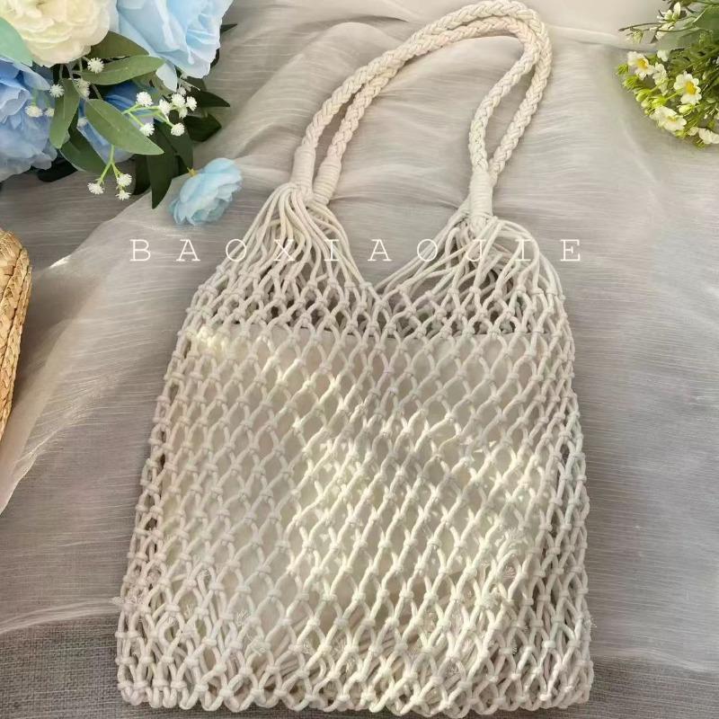 Ins Mori Series Hollow Fishing Net Bag Woven Bag Large Capacity Underarm Shoulder Bag Tote Bag Seaside Vacation Beach Bag