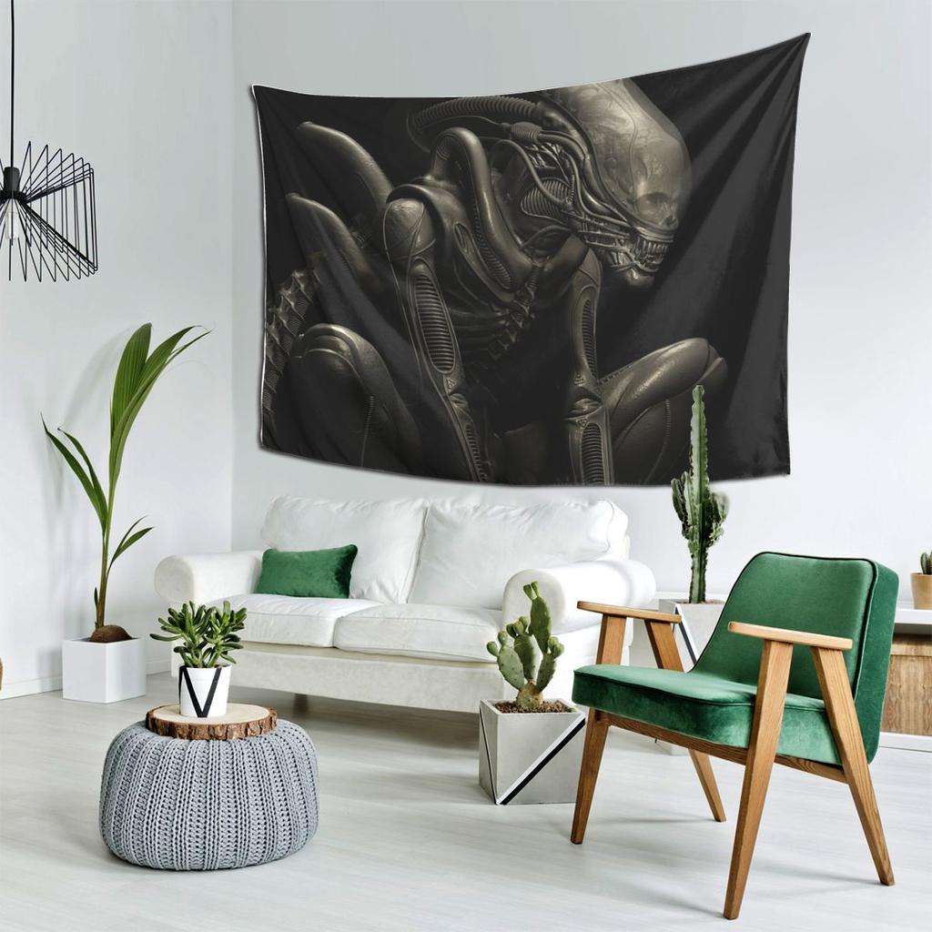 Xenomorph Alien Tapestry Decoration Art Aesthetic Tapestries for Living Room Bedroom Home Wall Cloth Wall Hanging