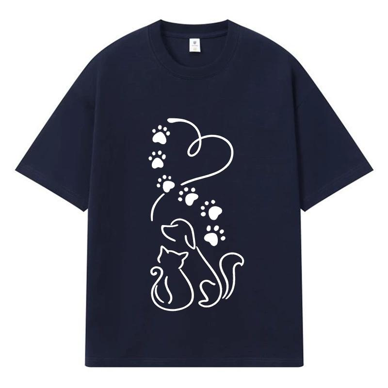 2026 Cat Paw Print Printed Graphic Y2k Harajuku Streetwear 100% Cotton T Shirt Casual Oversized Summer Men T-shirt
