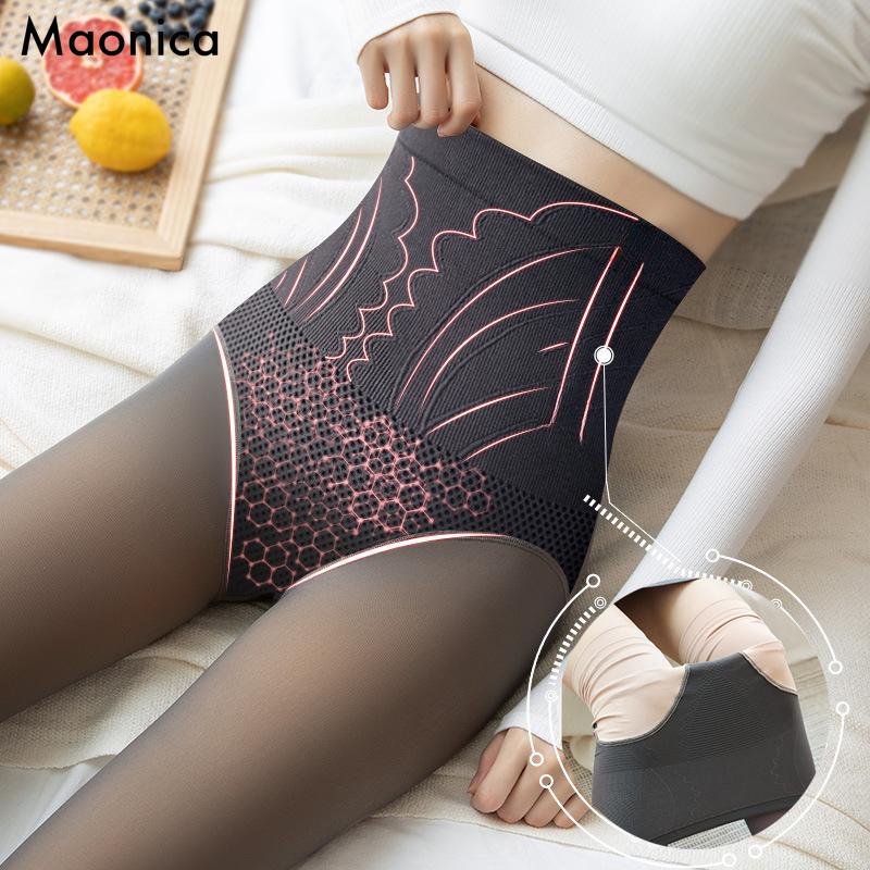 Dame med høy midje Magekontroll Butt Lift Leggings Fake Translucent Skin Tights Vinterstrømpebukse 2 Style