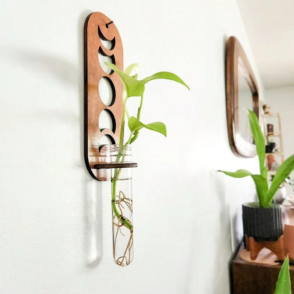 Hydroponic Containe Wall Hanging Vase Wooden Hanging Planter Hydroponic Vase  Home/Office Decor