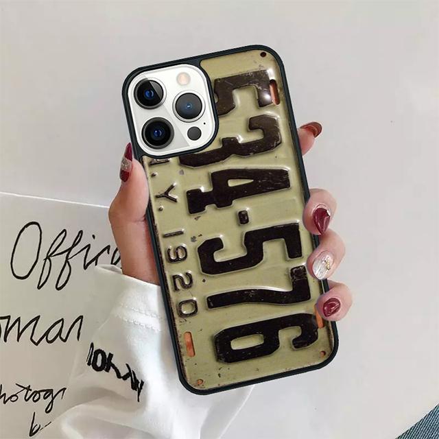 

Retro Cool License Plate Number Cover For iPhone 17 Air 15 16e 14 13 12 Pro Max 11 Pro Max Plus Phone Case Coque iPhone 14pro max