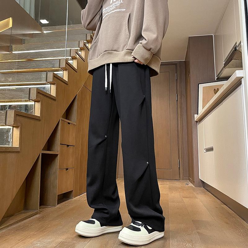 

Брюки Хай-стрит Мужские Весенне-осенние Новые Свободные Широкие Штанины Подростковые Черные Повседневные Брюки 4XL