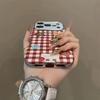 Plaid KT cat is suitable for iPhone17pro mobile phone case, Apple 16pro, large window 15pro, lattice 14pro
