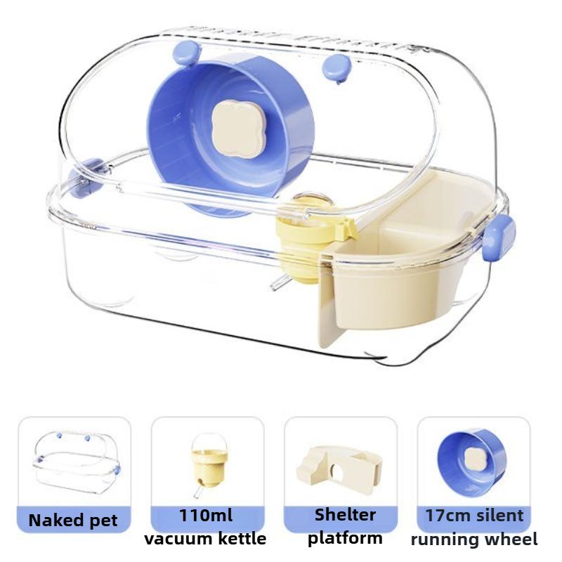 

Transparent Hamster Cage Set Outside Travel Tunnel Rats Hamster Cage Villa Portable Golden Bear Large Space Cages Kit Products синий