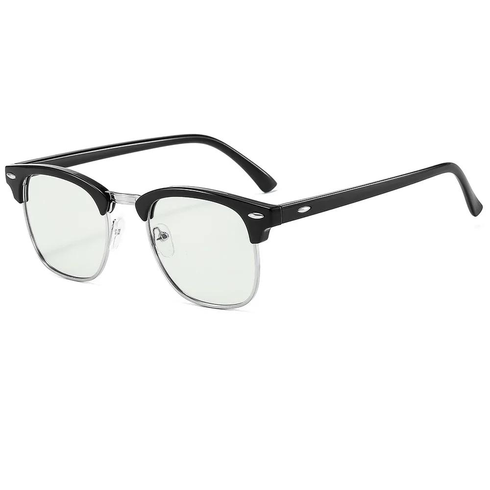 Classic Half Frame Glasses Women Men Personality Photochromic Anti Blue Light Eyeglasses Retro Driving Riding Outside Eyewear
