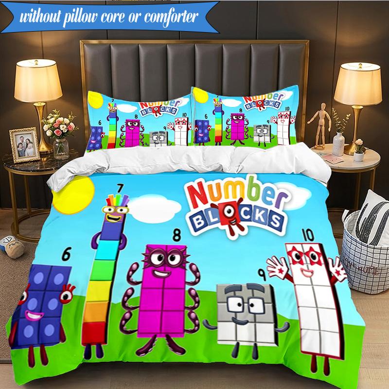 Number-Blocks Abenteuer 3er K-Pop Musikgruppe Bettwäsche-Set, Ideal für Schlafzimmer, Wohnheim, Inklusive Bettbezug und 2 Kissenbezügen, Fan-Geschenke