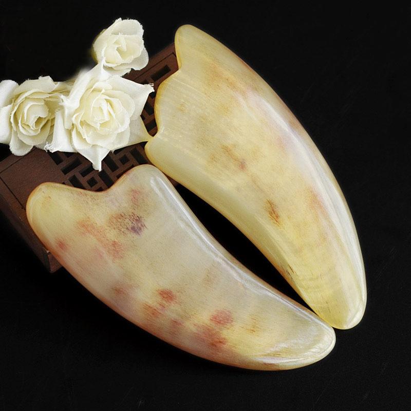 2pcs Nature Sheep Horn Gouache Scraper Acupucnture Therapy Thicker Larger Scrapers Face Massager Back Body Guasha Massage Tool