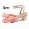 Satin Bow Thick With A Line Buckle Sandals 2025 New Gentle Wind French Fairy All Match Sandals