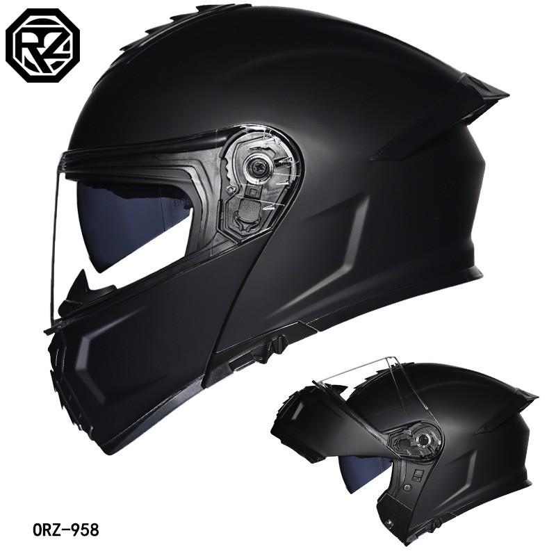 Orz Motorcycle Modular Helmet Dual Visor With Spoiler Full Face Open Men Women All Season Bluetooth Ready