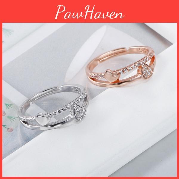 Fashionable Ol Style Heart Shaped Diamond Inlaid Ring Wholesale Silver Jewelry