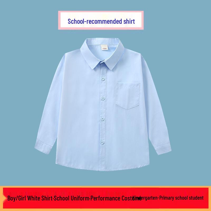 Boys' Blue School Uniform Shirt for Performances and Catwalks