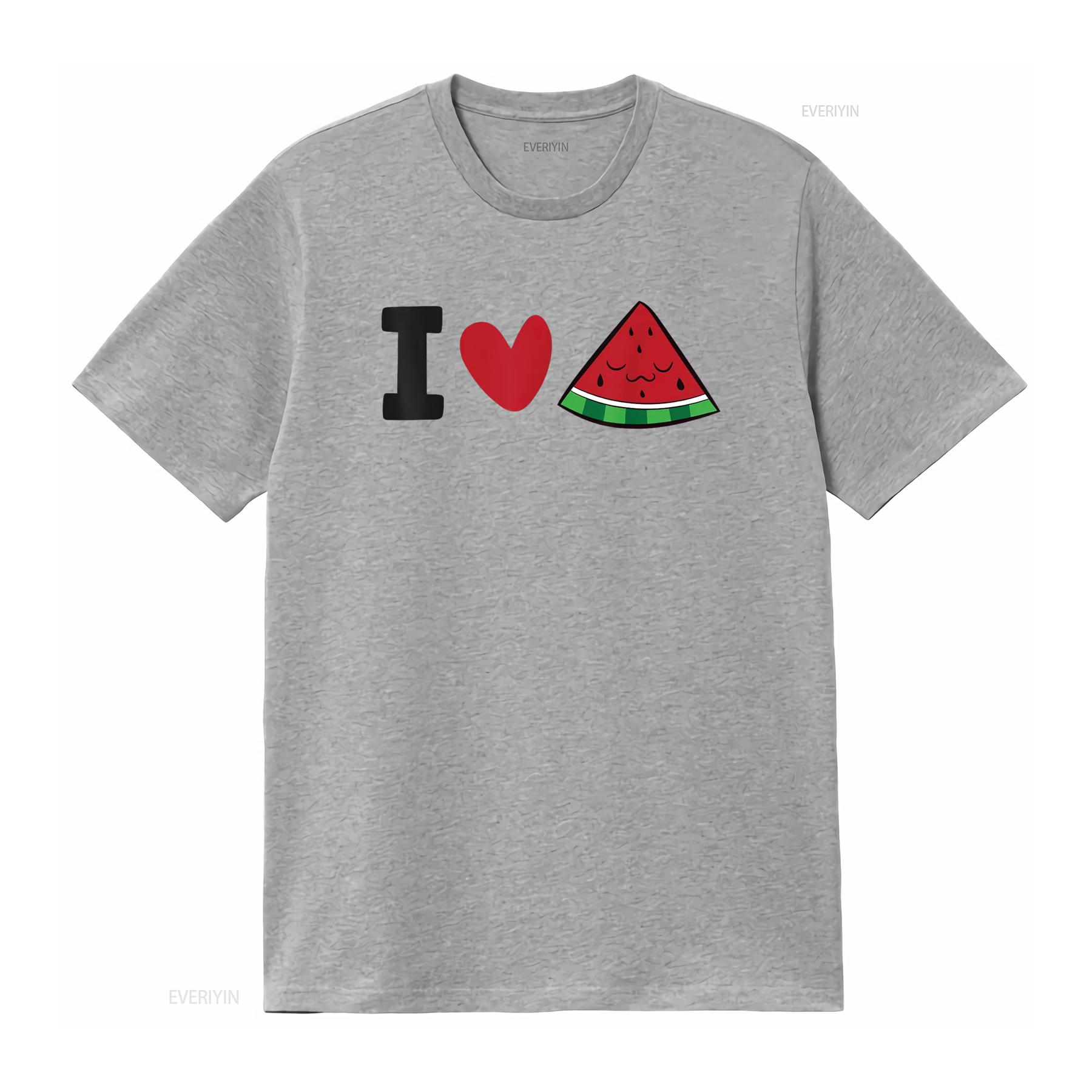 

I Love Watermelon Summer Fruit T Shirt for Women Casual Chic vintage Washed fashion Slightly homme Soft Stylish streetwear S