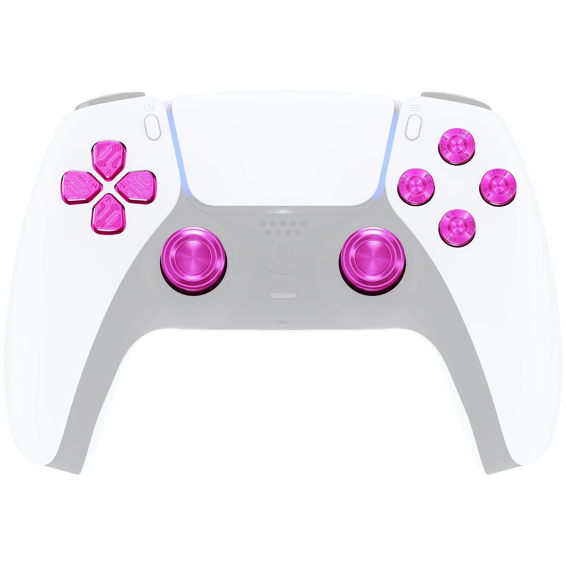 

eXtremeRate Metal Thumbstick ABXY Button Compatible with PS5 Custom Replacement Aluminum Analog Thumbstick Action Button Direction Button Compatible