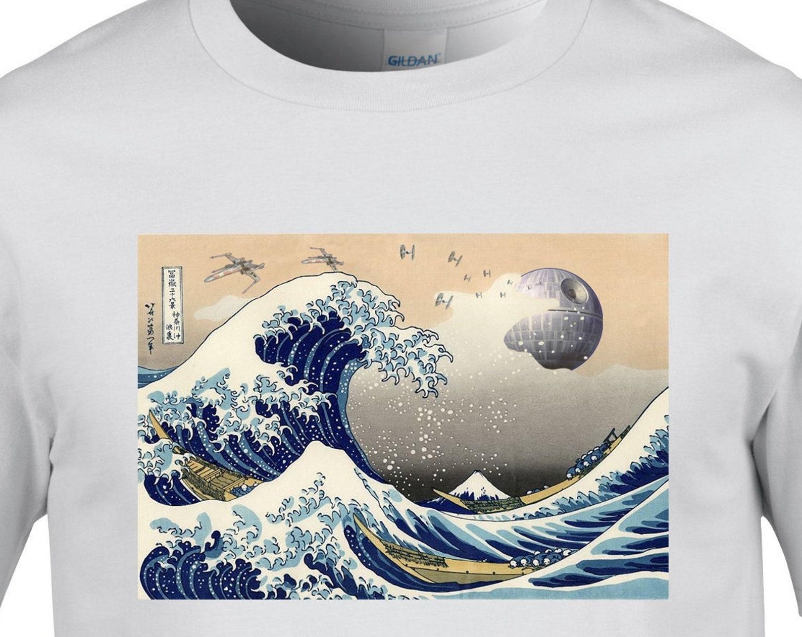 Great wave off Kanagawa T-Shirt Imperial Death Star Katsushika Hokusai Aesthetic 2XL