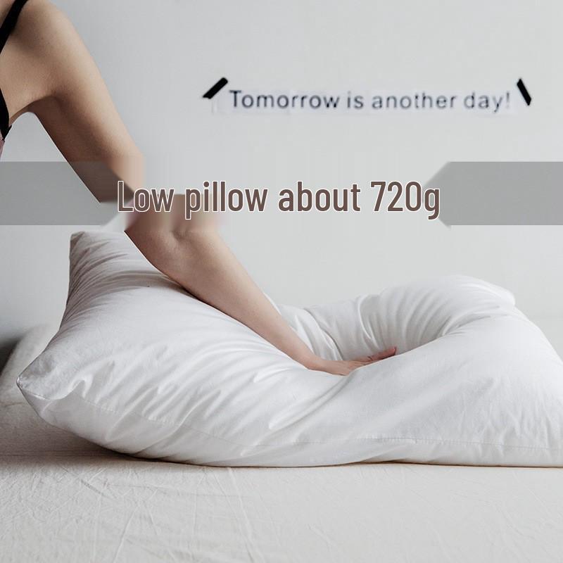 Soft Pure Cotton Hotel Pillow Core - Neck Support, Home Use, Pair with Adjustable Loft, Non-Collapsible 48*74CM - Single