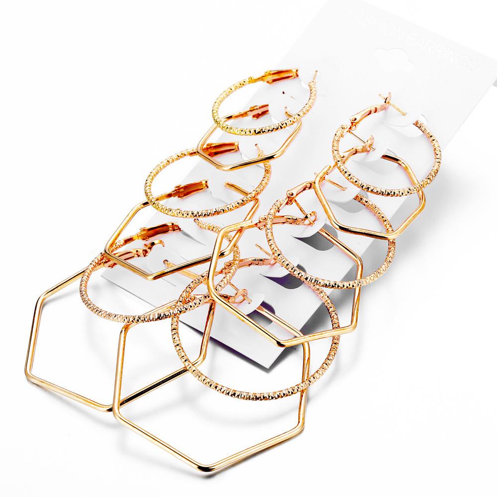 Exaggerated Metal Hoop Earrings Set: 6 Pairs - Trendy, Statement Circle Hoops for Nightclub Style